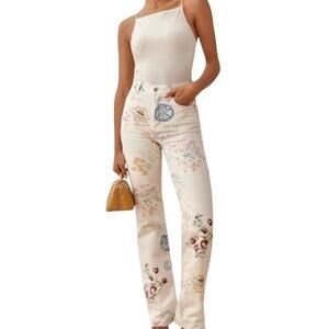 Reformation Cynthia Doodle High Rise Straight Long Jeans